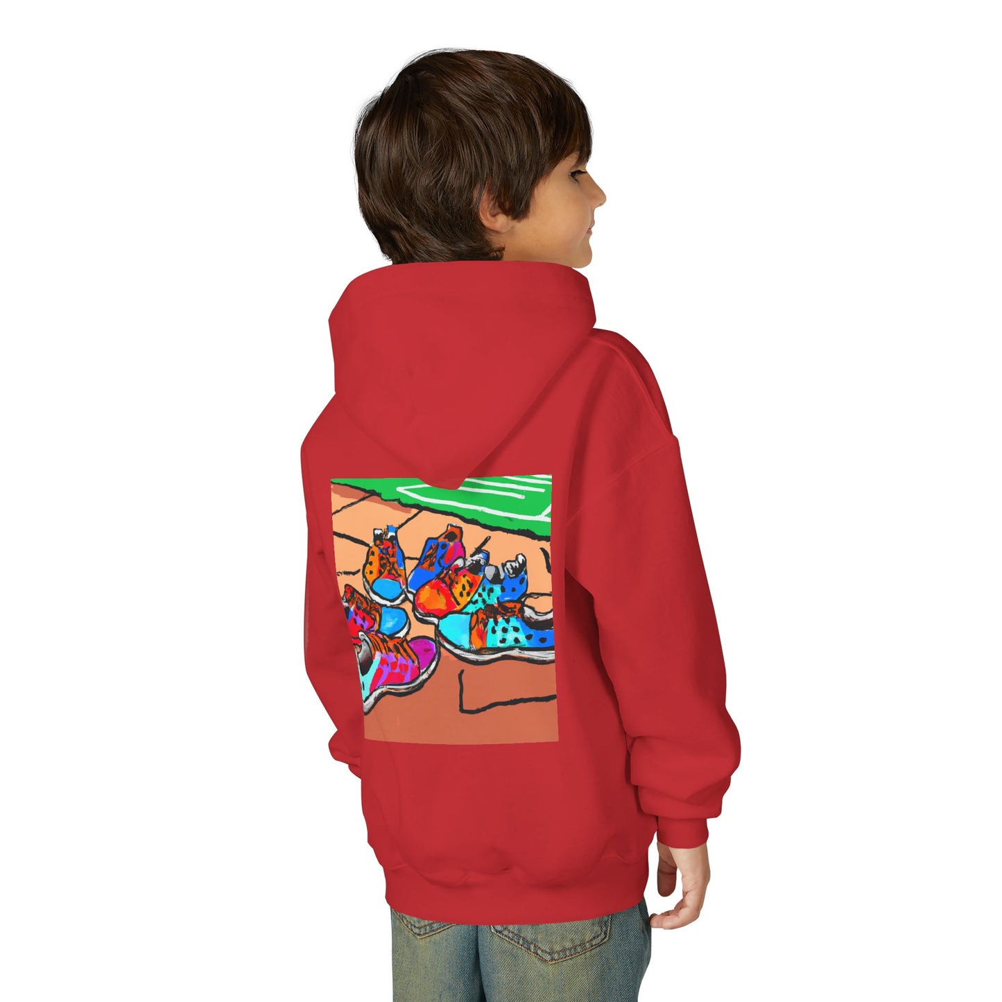 Youth Hoodie — Colorful Cartoon Sneakers Graphic Kids' Sweatshirt