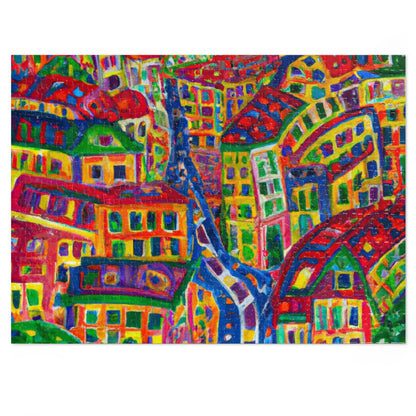 Cityscape Jigsaw Puzzle (Tin) — Colorful Abstract Village Puzzle for Adults & Kids