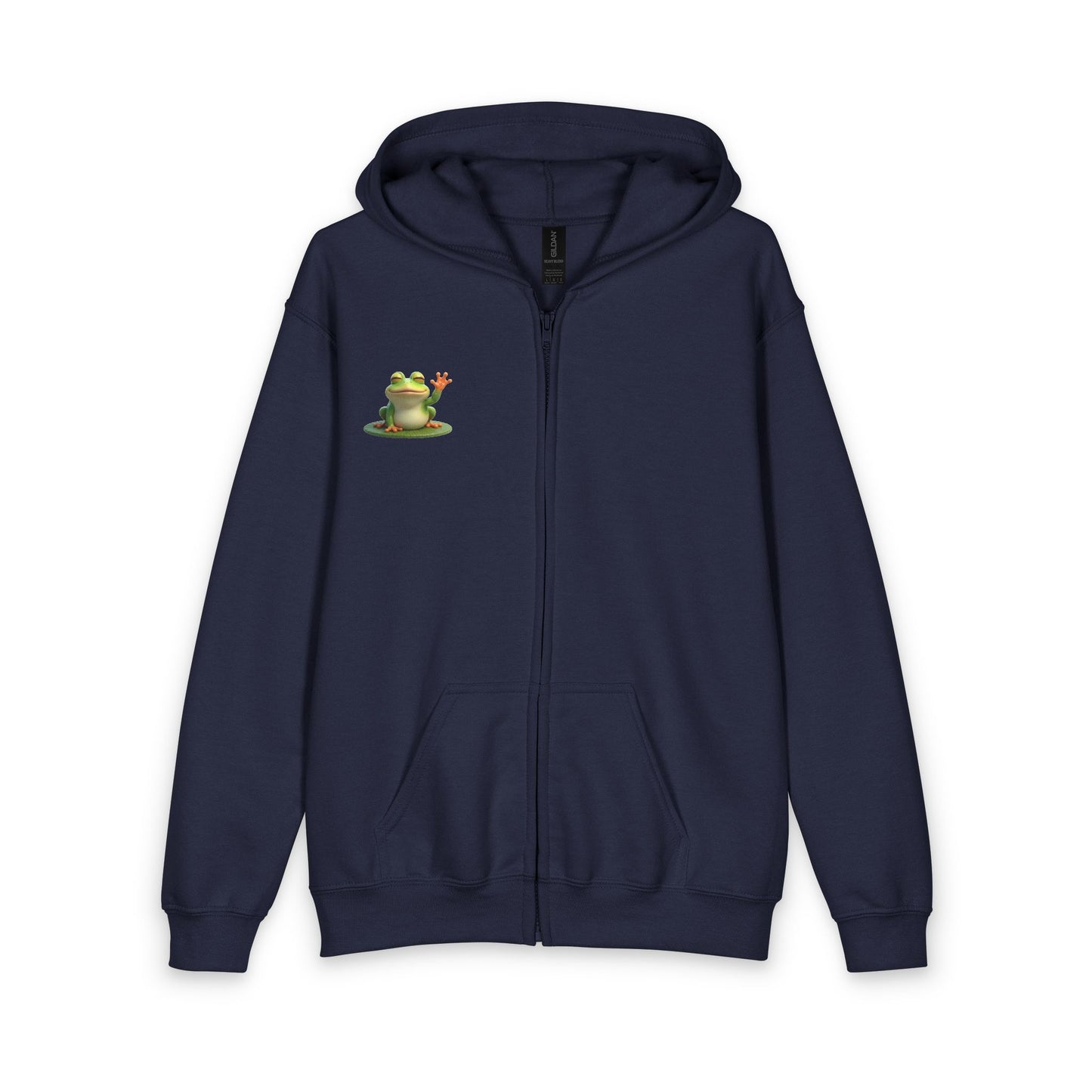 Kids Zip Hoodie - Cute Farley the Frog with on Lilypad Graphic