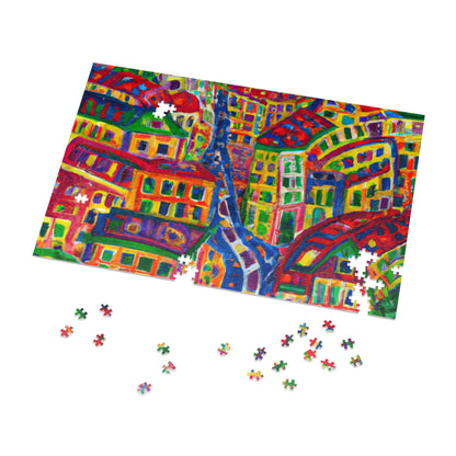 Cityscape Jigsaw Puzzle (Tin) — Colorful Abstract Village Puzzle for Adults & Kids