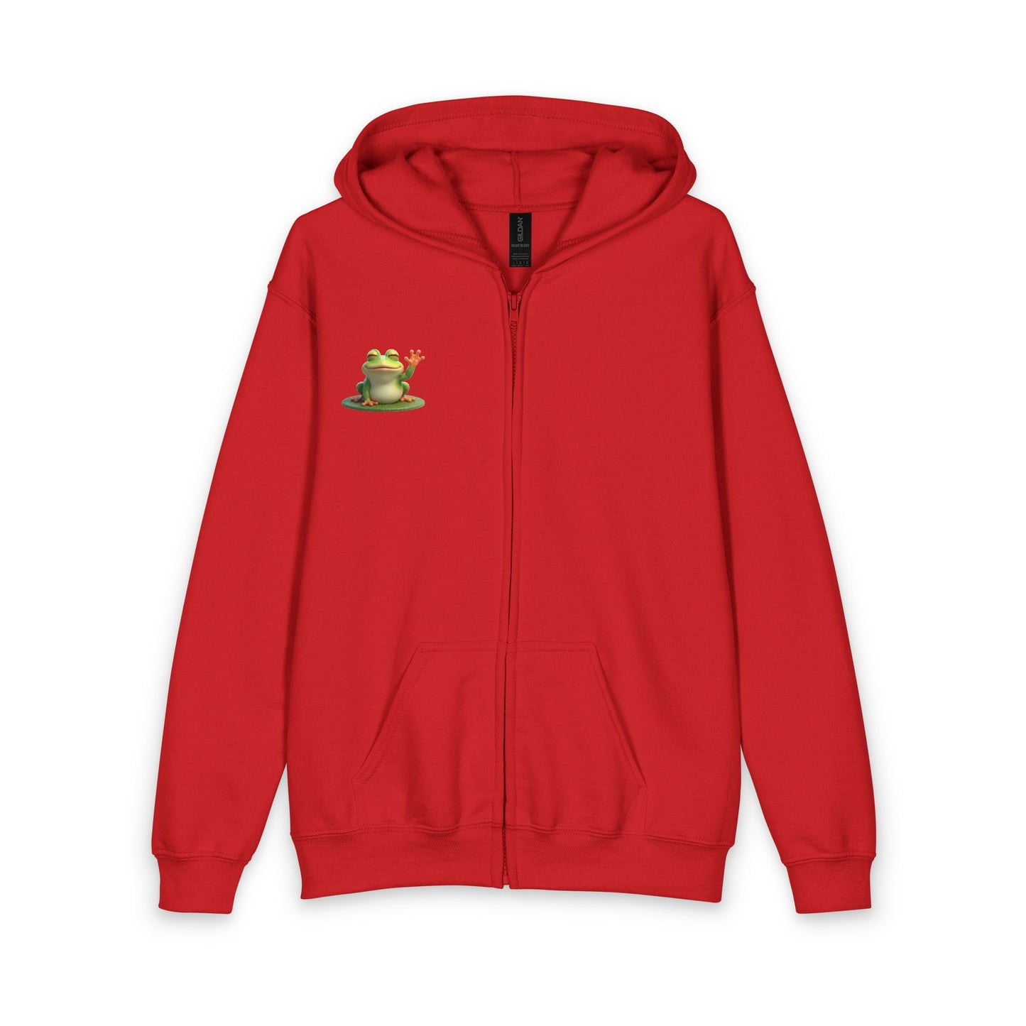 Kids Zip Hoodie - Cute Farley the Frog with on Lilypad Graphic