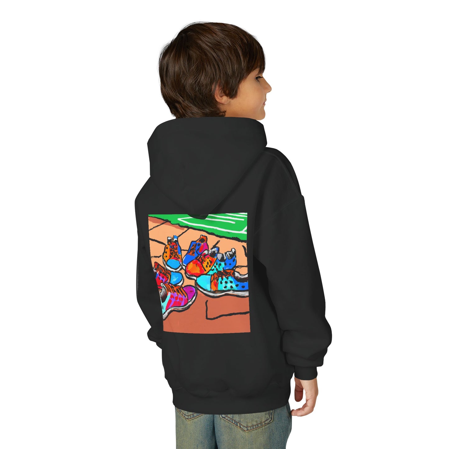 Youth Hoodie — Colorful Cartoon Sneakers Graphic Kids' Sweatshirt