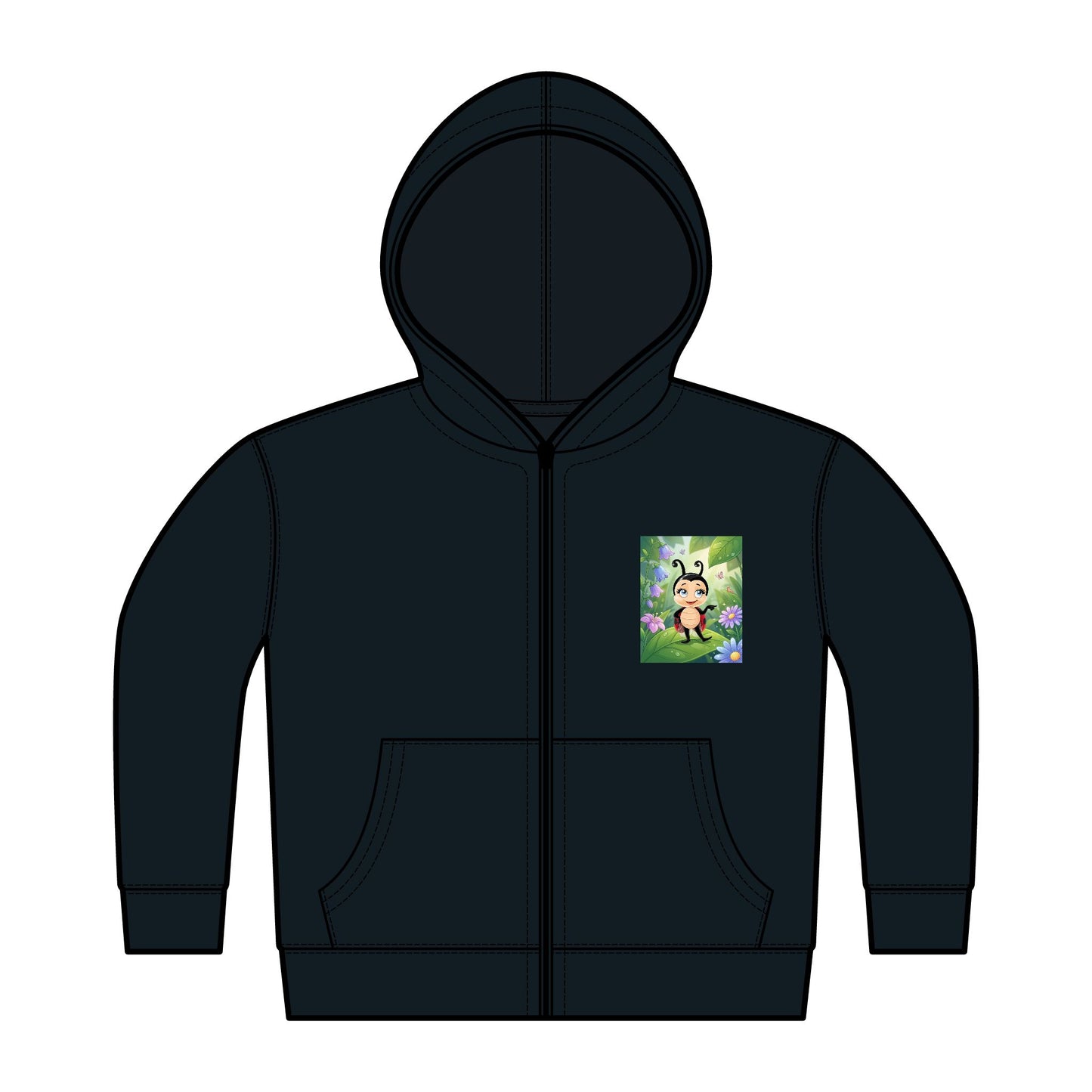 Toddler Hoodie — Cute Ladybug Cartoon Garden Full-Zip Fleece