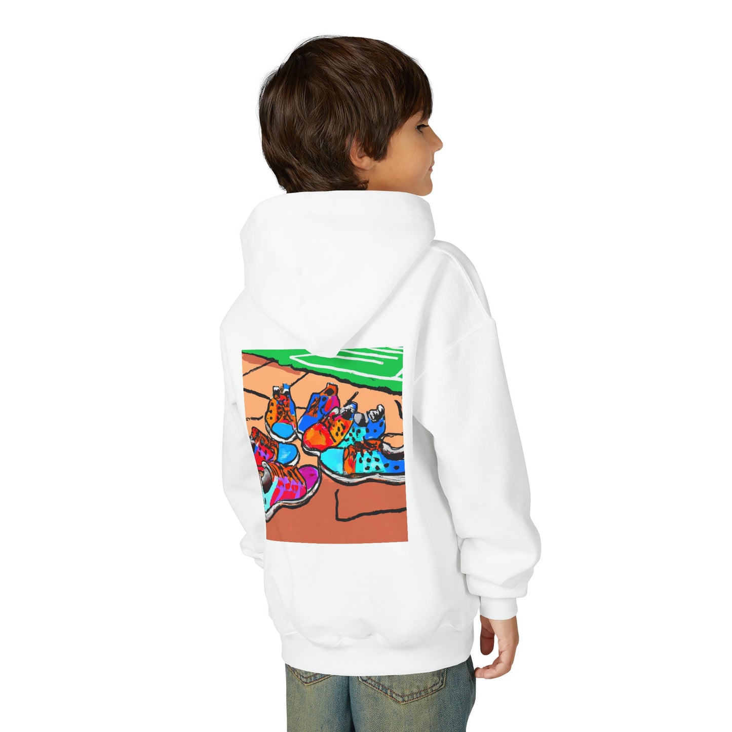 Youth Hoodie — Colorful Cartoon Sneakers Graphic Kids' Sweatshirt