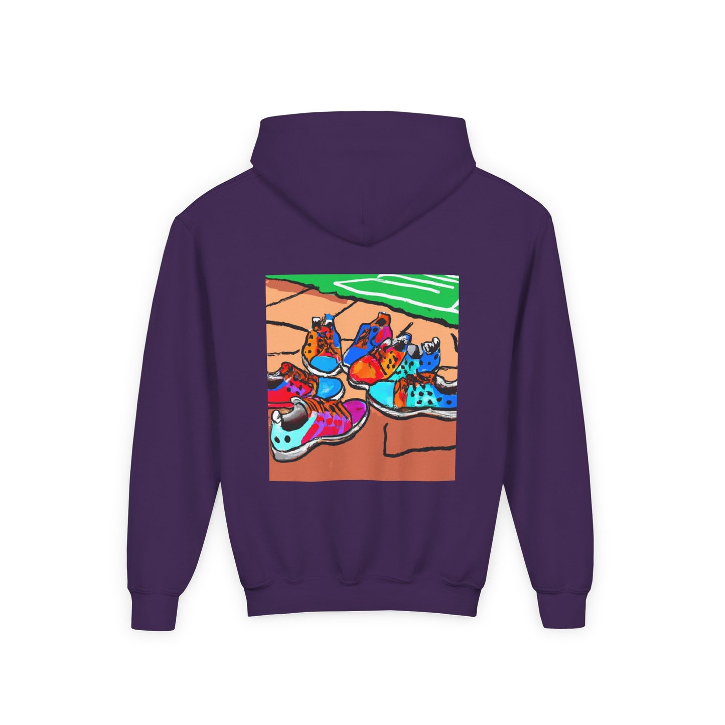 Youth Hoodie — Colorful Cartoon Sneakers Graphic Kids' Sweatshirt