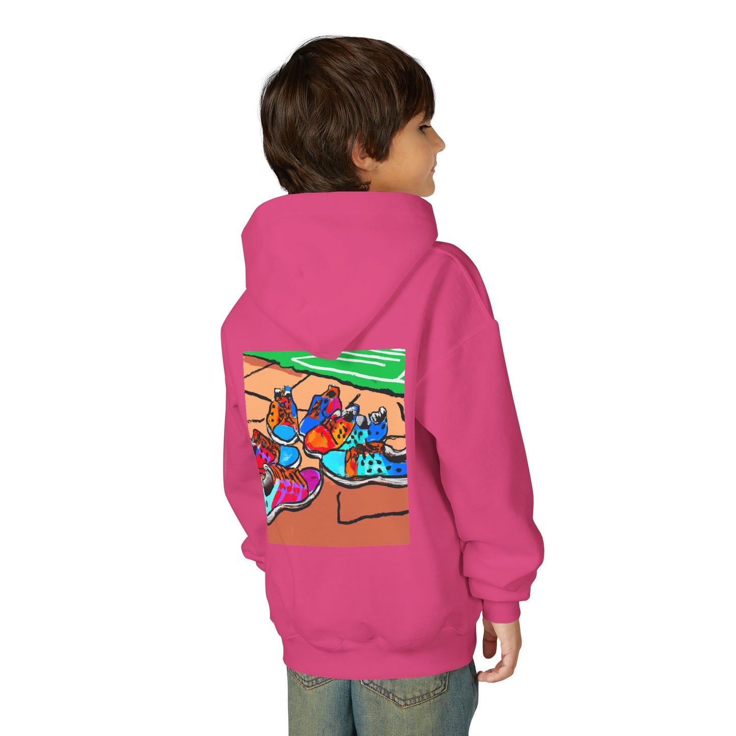 Youth Hoodie — Colorful Cartoon Sneakers Graphic Kids' Sweatshirt