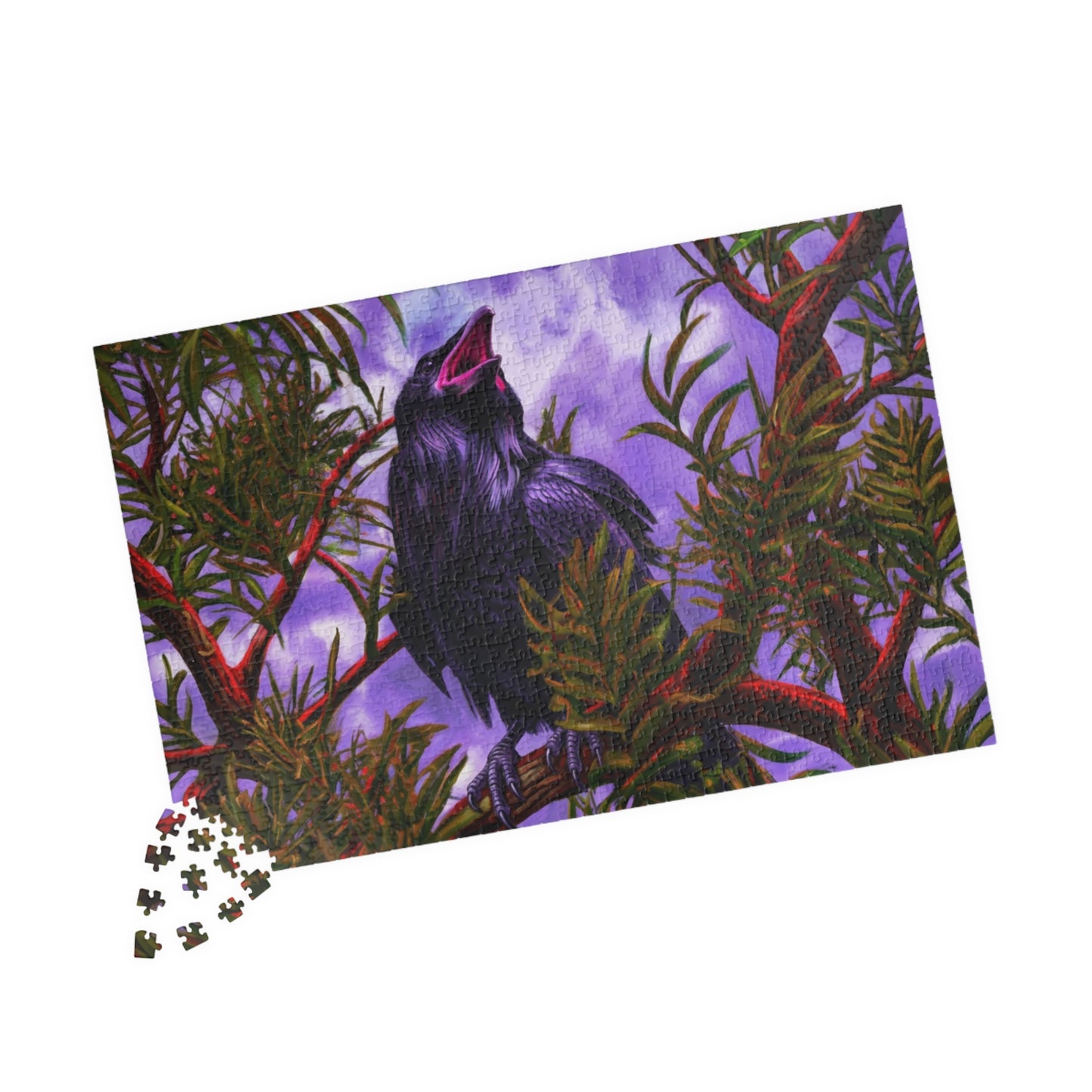 Raven in Purple Sky Jigsaw Puzzle — 110/252/520/1014-Piece