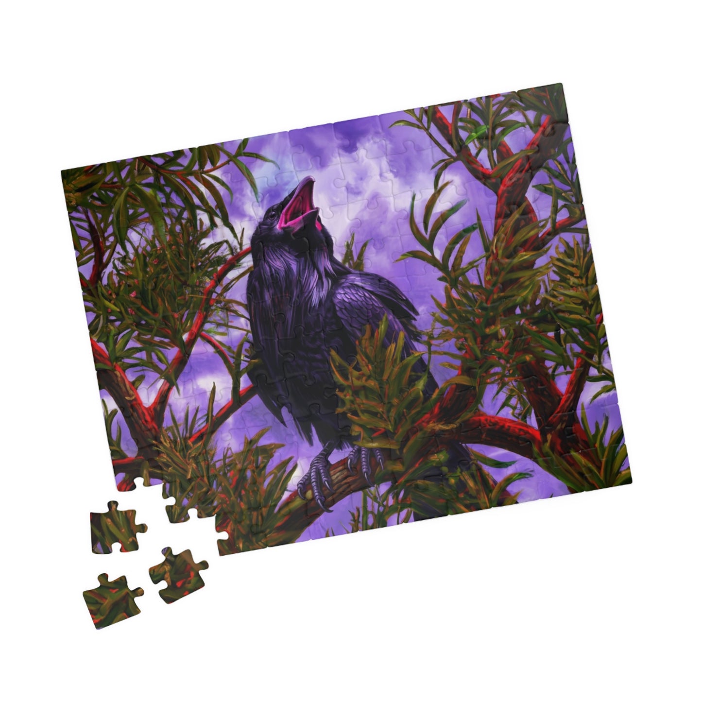 Raven in Purple Sky Jigsaw Puzzle — 110/252/520/1014-Piece