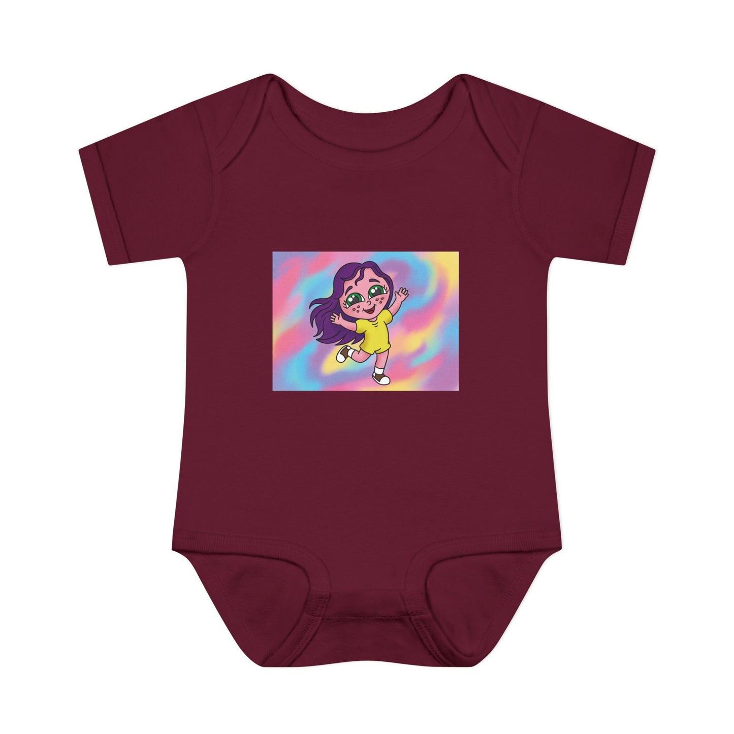 Polly Periwinkle Baby Bodysuit – Colorful Cartoon Kid Character Infant Onesie
