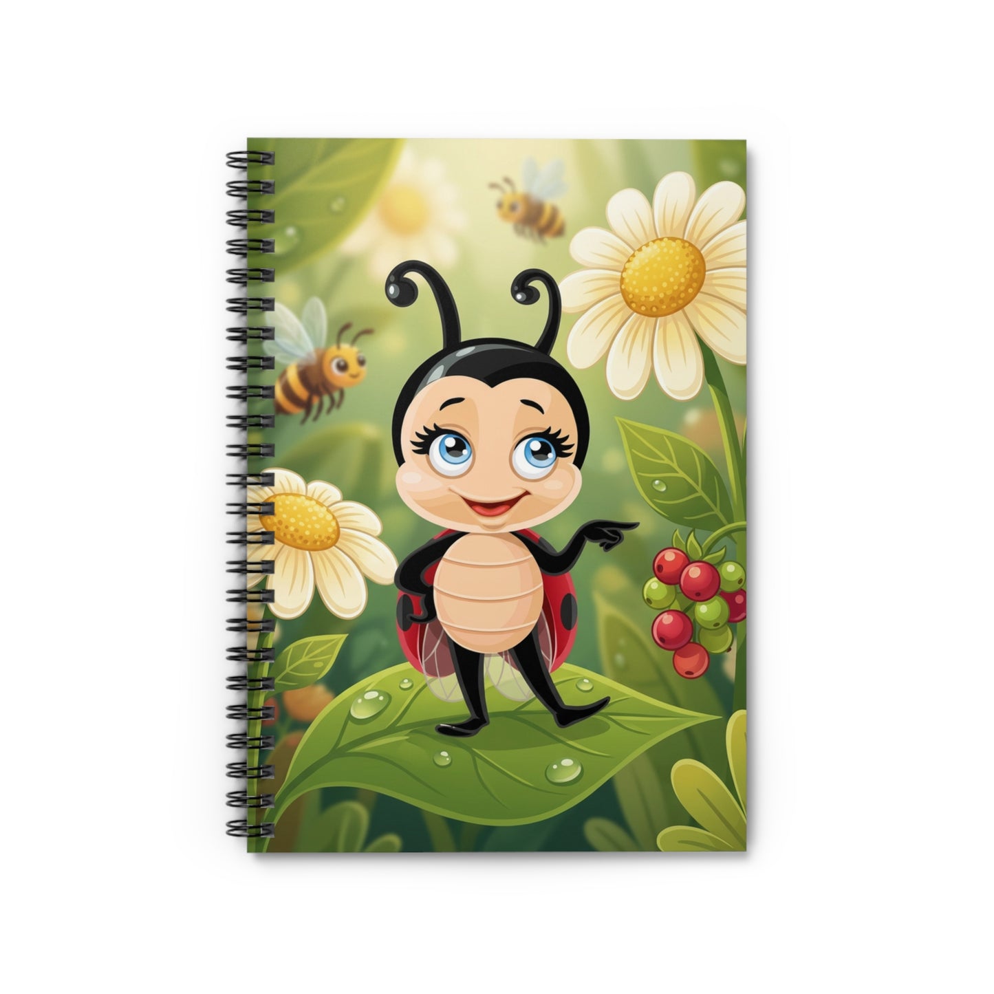 Cute Lizbeth the Ladybug Spiral Notebook – Cartoon Garden Journal for Kids