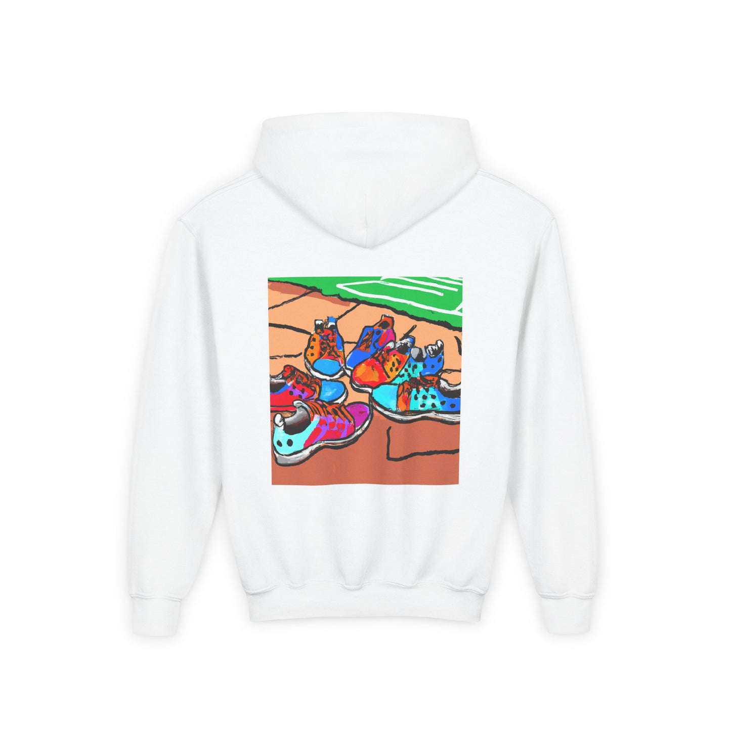 Youth Hoodie — Colorful Cartoon Sneakers Graphic Kids' Sweatshirt